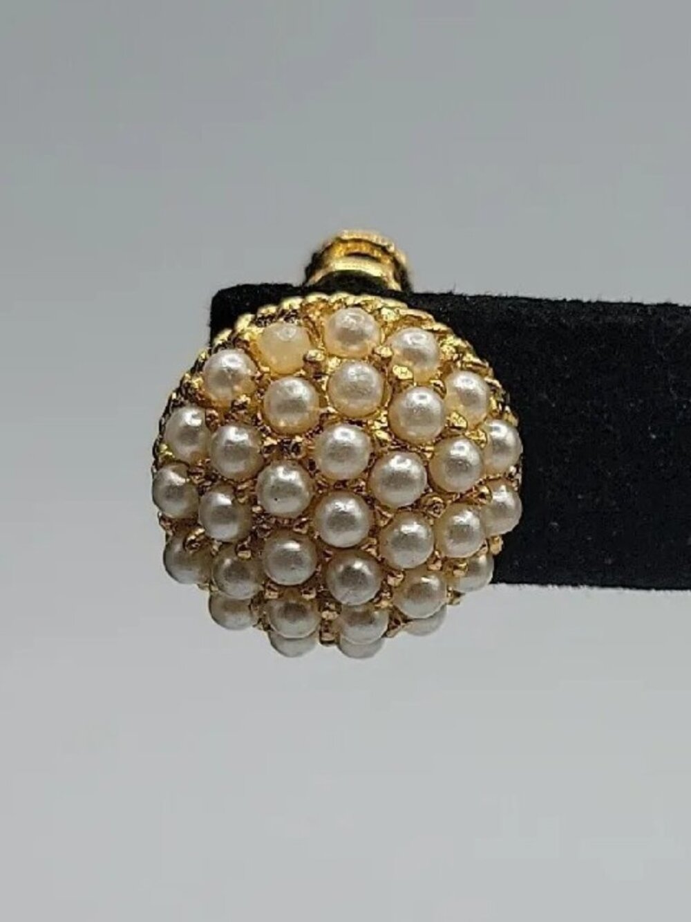 Napier Faux Pearl Pave Screwback Earrings Adjustable Unsigned Pat Pend Vintage - Picture 3 of 9